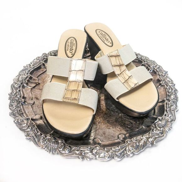 Callisto Beige Open-Toed Slip-On Mule Sandals Sz 6 - Picture 9 of 9